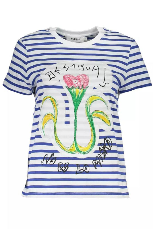 Desigual Chic Blue Contrasting Detail Tee