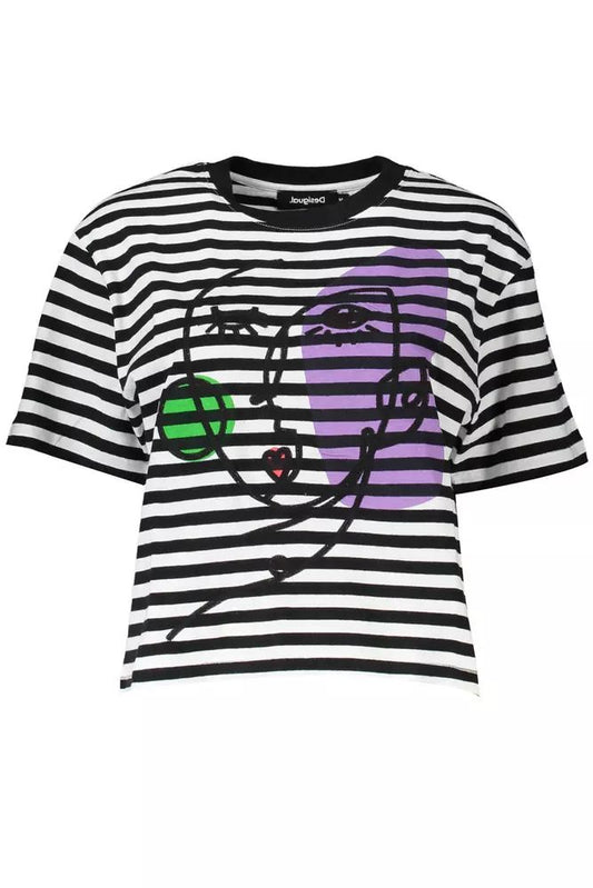 Desigual Chic Embroidered Cotton Tee with Logo Detail