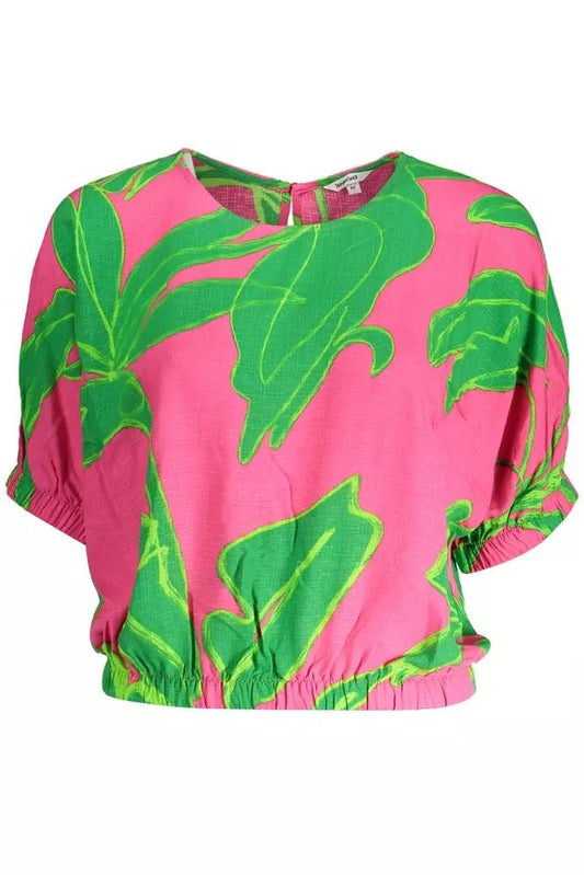 Desigual Chic Pink Viscose Blouse with Contrasting Details
