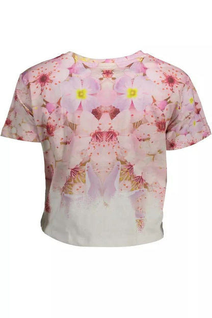 Desigual Chic Pink Embroidered Cotton Tee