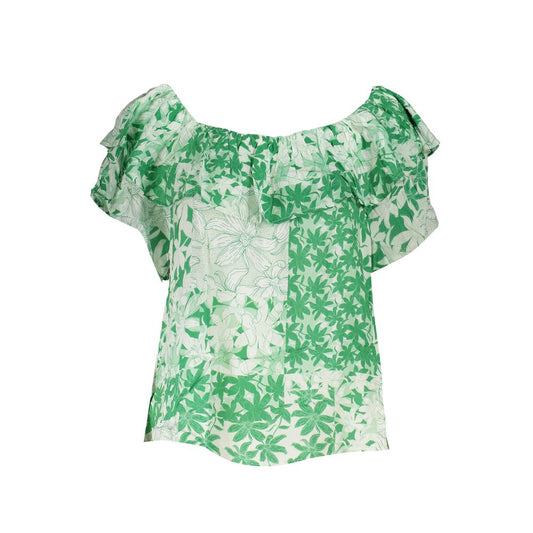 Desigual Green Boho Chic Patterned Tee with Logo