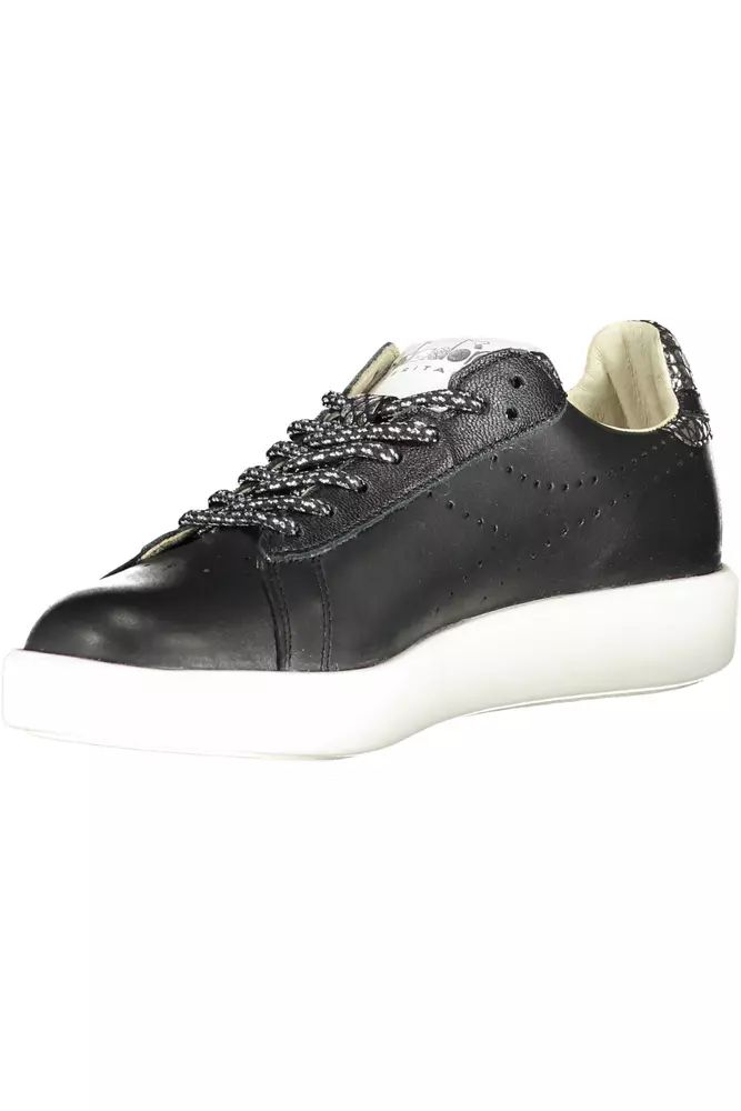 Diadora Chic Black Contrast Sole Lace-Up Sneakers