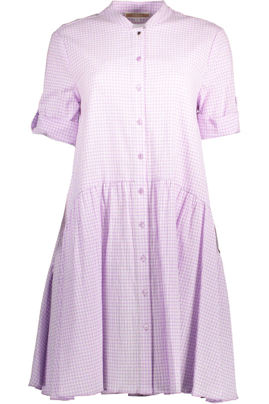 Kocca Chic Pink Cotton Dress with Versatile Sleeves