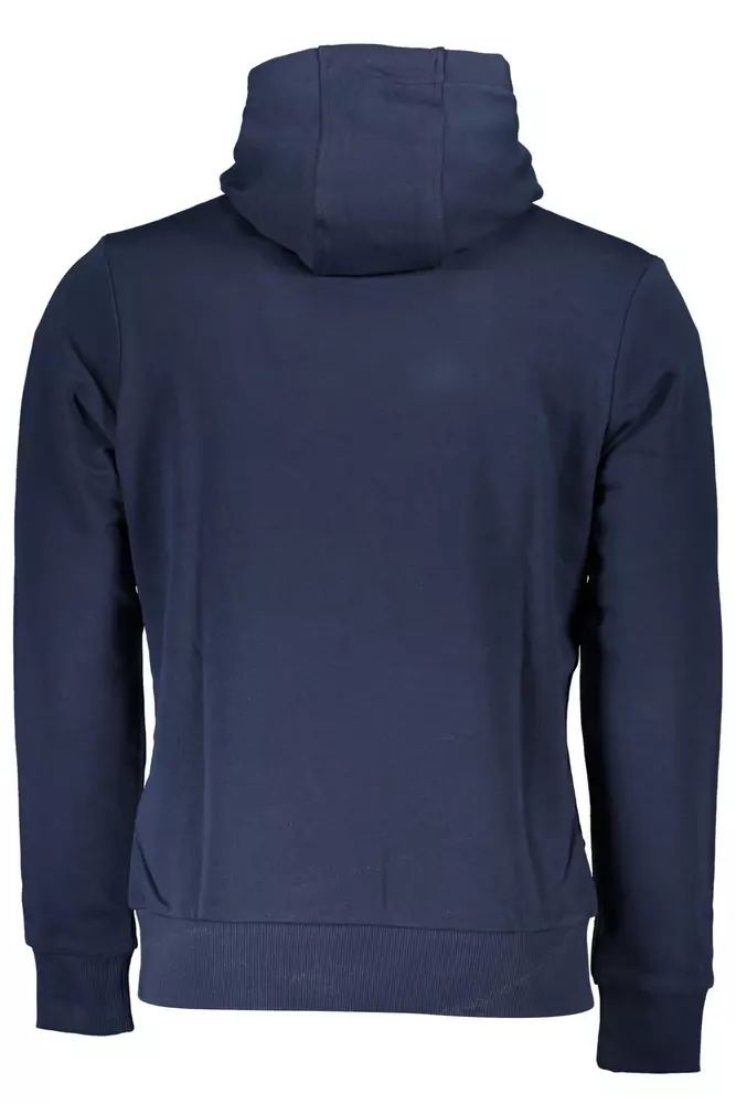 La Martina Chic Blue Hooded Sweatshirt with Embroidery Detail