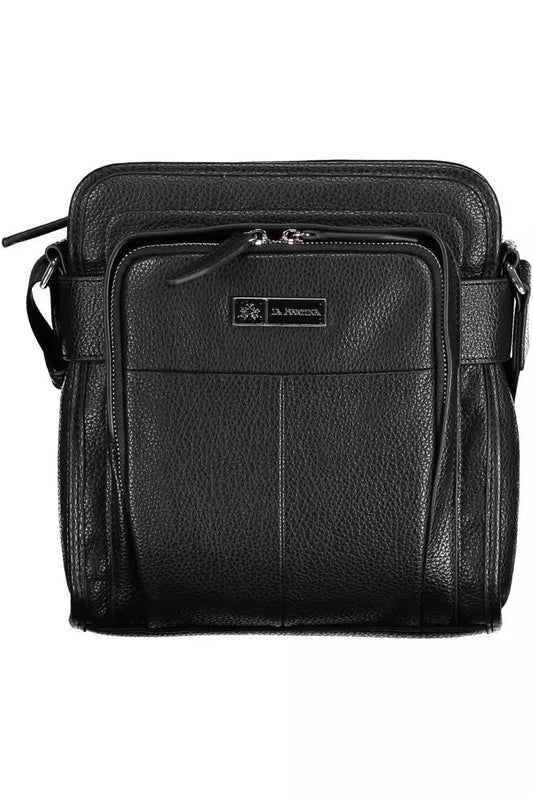 La Martina Sleek Black Shoulder Bag with Contrast Details