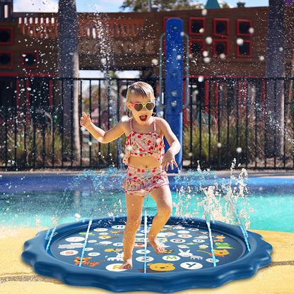 Sprinkler and Splash Mat for Kids, Inflatable Outdoor Toys, Low Entry Wading Pool for Babies and Toddlers, Early Learning ABCs and Animals, Fun for Boys and girls.