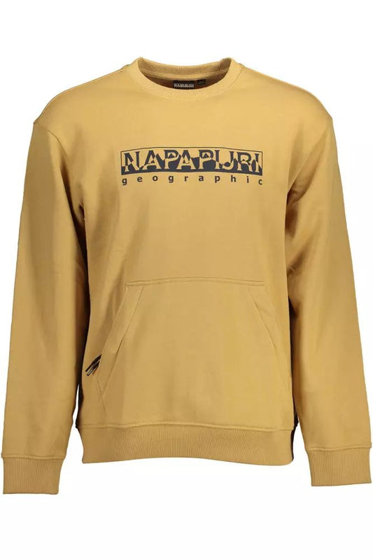Napapijri Beige Cotton Sweatshirt with Central Zip Pocket