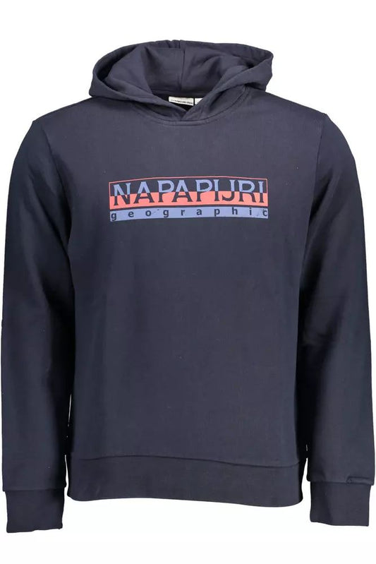 Napapijri Chic Blue Hooded Cotton Sweatshirt with Logo Print