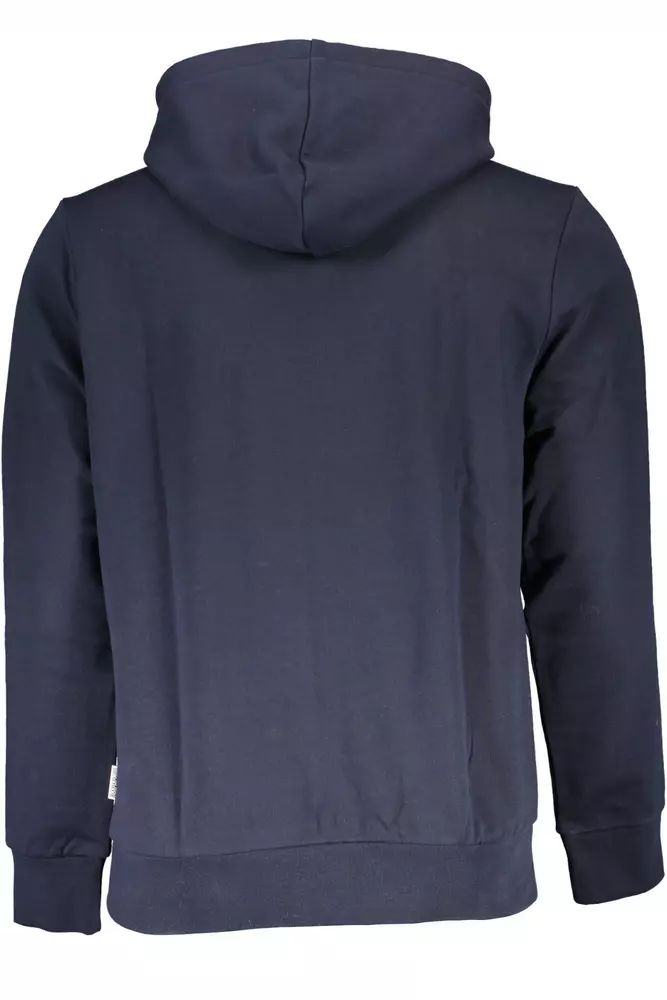 Napapijri Blue Cotton Hooded Sweatshirt with Logo Print