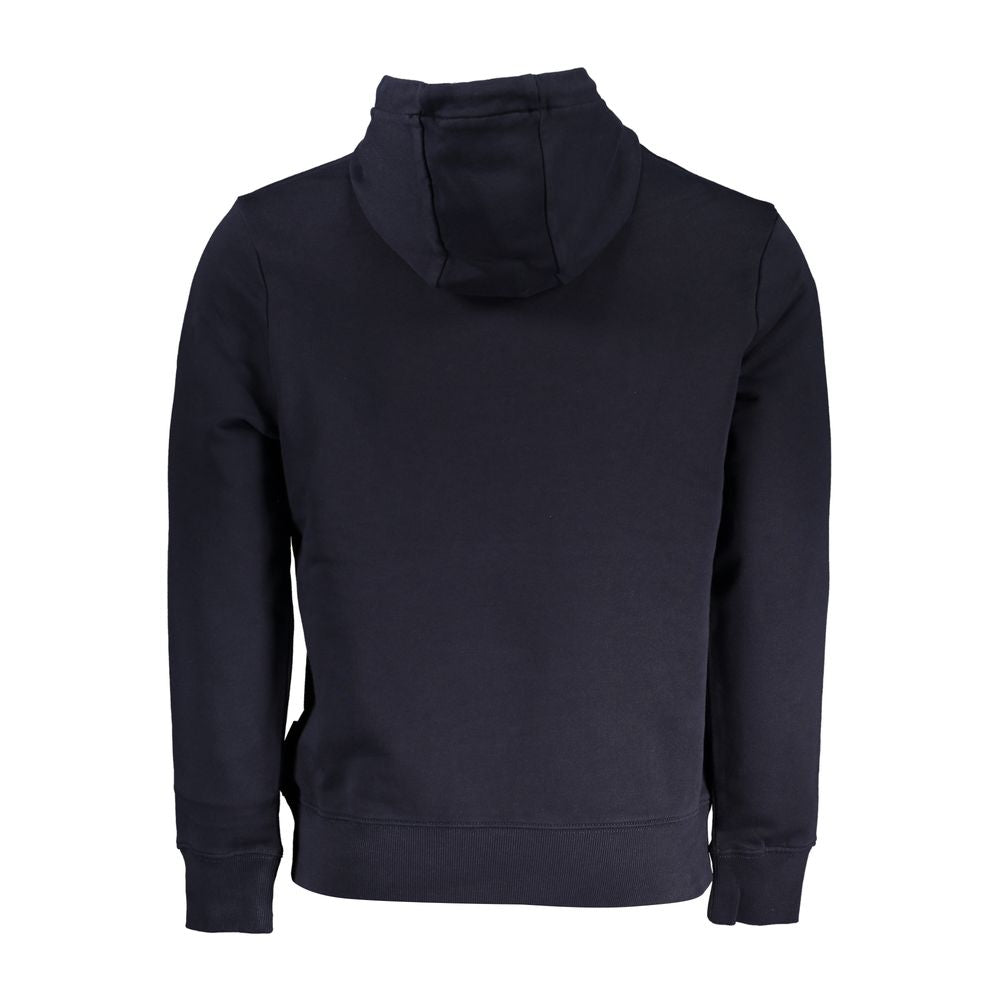 Napapijri Blue Cotton Hooded Sweatshirt with Contrast Details
