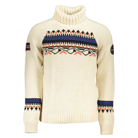 Napapijri Beige High Neck Sweater with Contrast Details