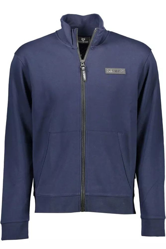 Plein Sport Sleek Blue Long-Sleeved Athletic Sweatshirt