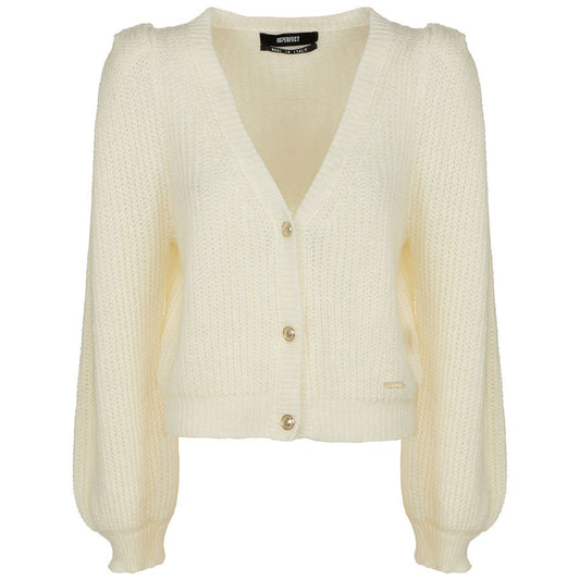 Imperfect Elegant V-Neck Cardigan with Golden Accents