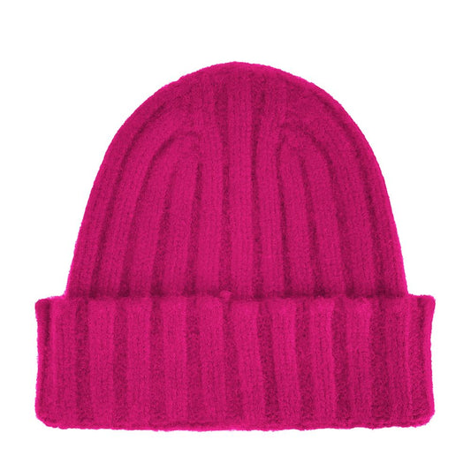 Made in Italy Fuchsia Ribbed Cashmere Beanie
