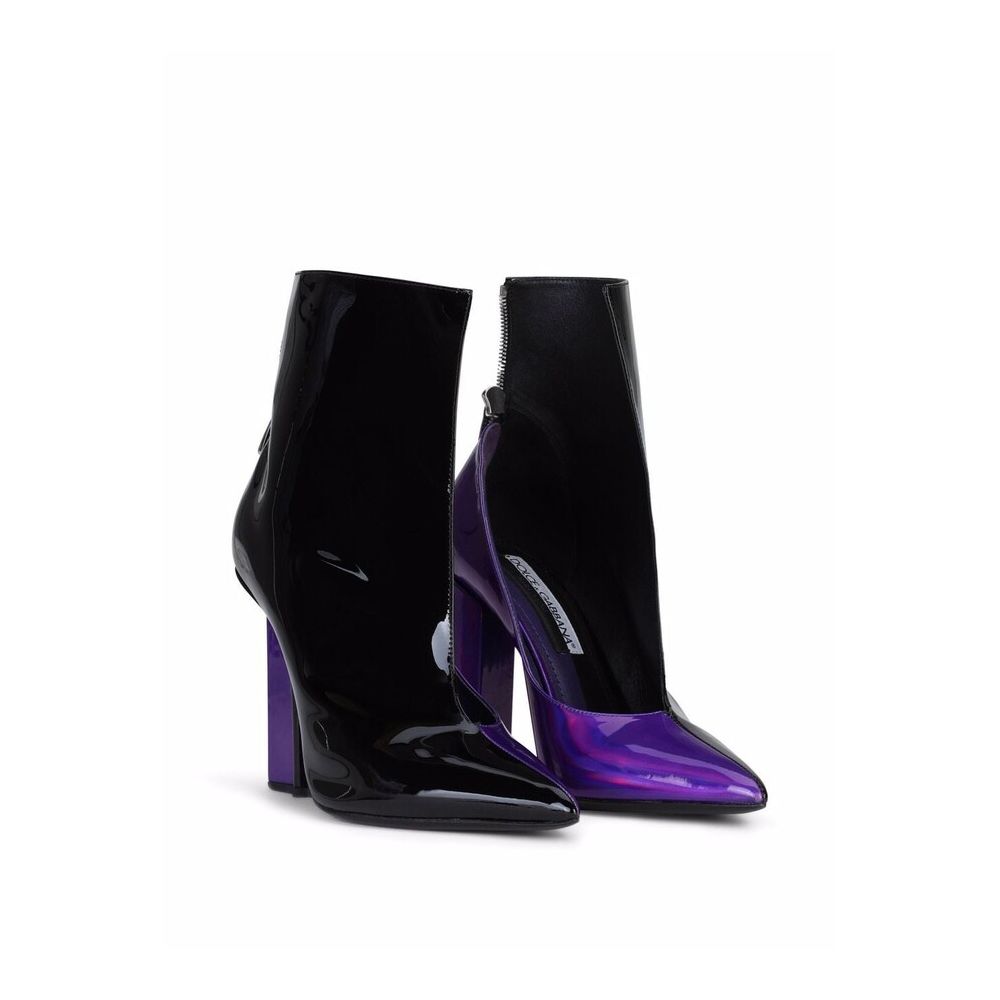 Dolce & Gabbana Chic Patent Calfskin Ankle Boots with Heel