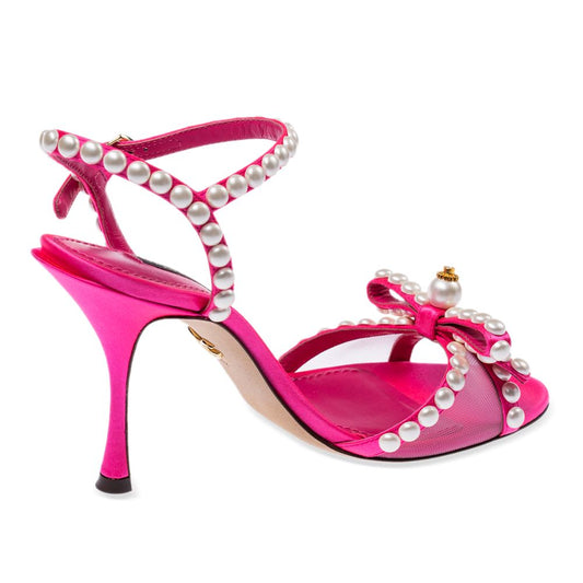 Dolce & Gabbana Elegant Fuchsia Sandals with Pearl Details