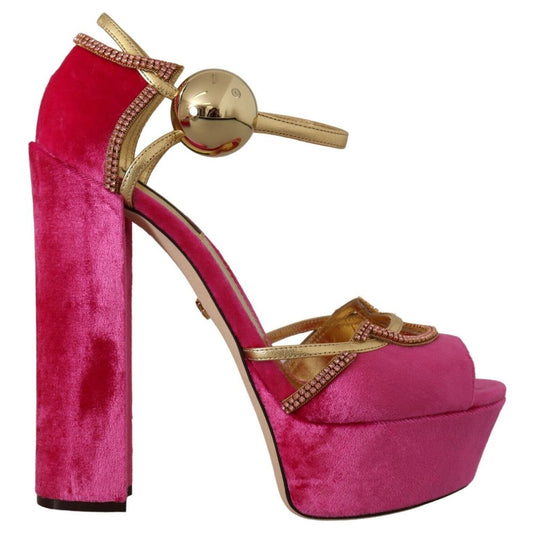 Dolce & Gabbana Velvet Crystal-Embellished Heeled Sandals