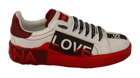 Dolce & Gabbana Asymmetrical Graphic Leather Sneakers
