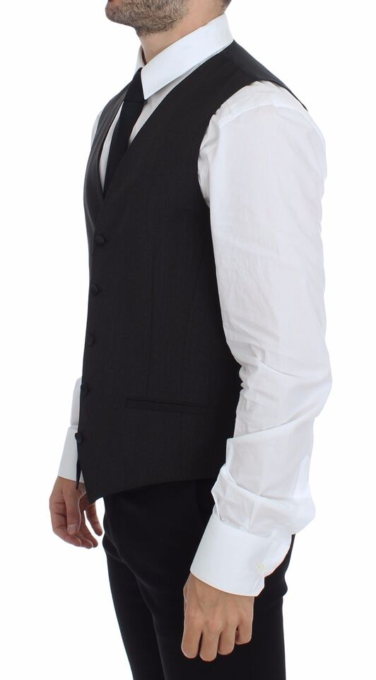Dolce & Gabbana Classic Gray Wool Blend Dress Vest