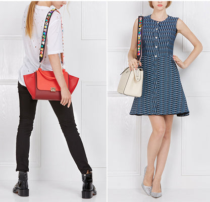 Colorful Studded Wide Leather Bag Strap – Adjustable Designer Shoulder Strap