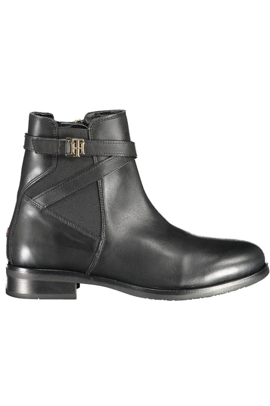 Tommy Hilfiger Chic Black Ankle Boots with Contrasting Zip Detail