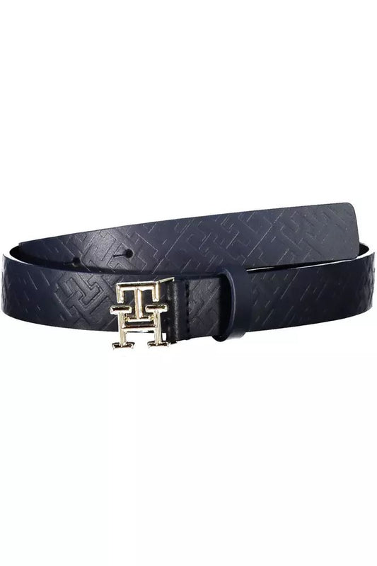 Tommy Hilfiger Elegant Blue Leather Belt with Metal Accents