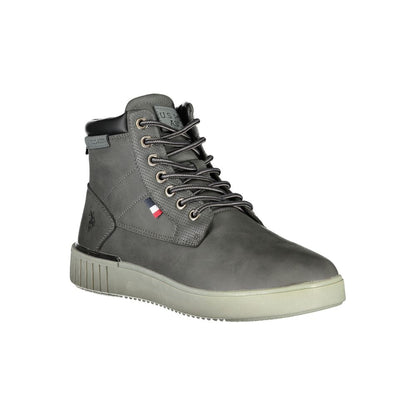 U.S. POLO ASSN. Chic Gray Ankle Boots with Contrasting Details