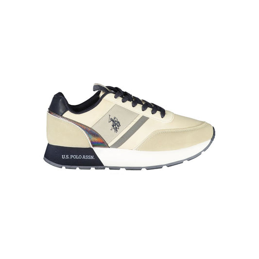 U.S. POLO ASSN. Elegant Beige Lace-Up Sneakers with Contrast Accents
