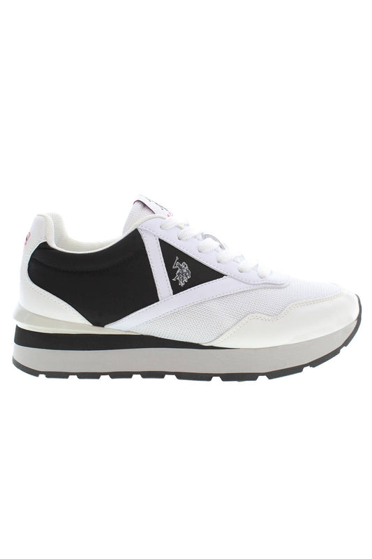 U.S. POLO ASSN. Elegant White Lace-Up Sneakers with Logo Accent