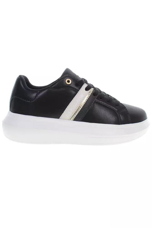 U.S. POLO ASSN. Chic Black Lace-Up Sneakers with Contrast Detailing