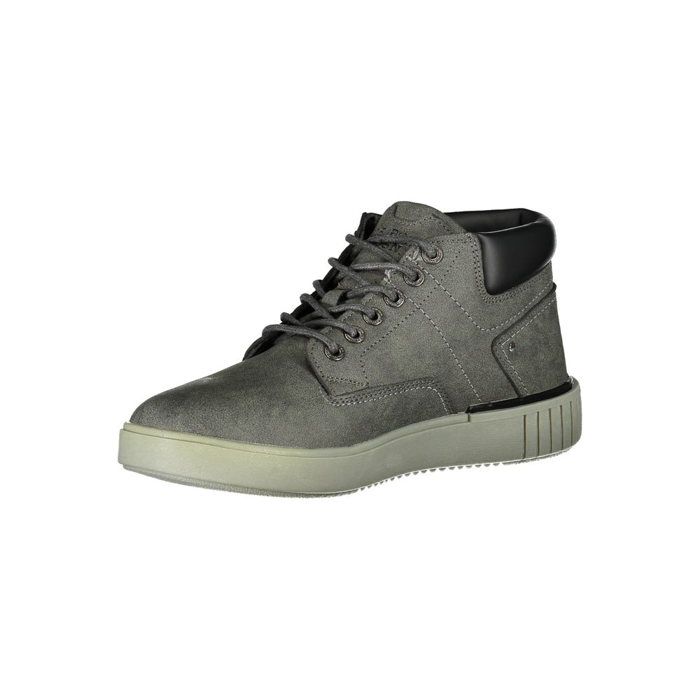 U.S. POLO ASSN. Elegant Gray Lace-Up Boots with Contrast Details
