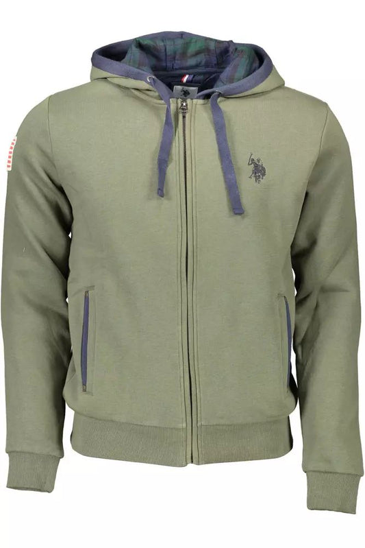 U.S. POLO ASSN. Chic Green Hooded Zip Sweatshirt with Embroidery