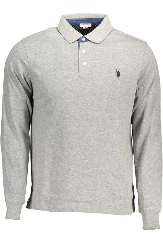 U.S. POLO ASSN. Chic Gray Long-Sleeve Polo with Elbow Patches
