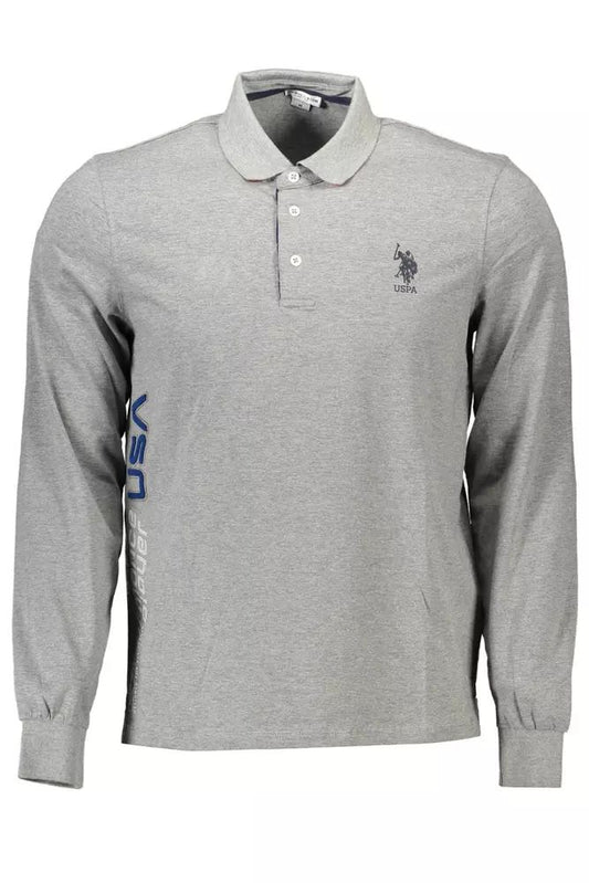 U.S. POLO ASSN. Chic Gray Long-Sleeved Polo with Contrasting Accents