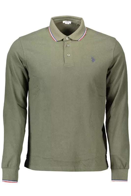 U.S. POLO ASSN. Chic Green Cotton Polo with Contrasting Details