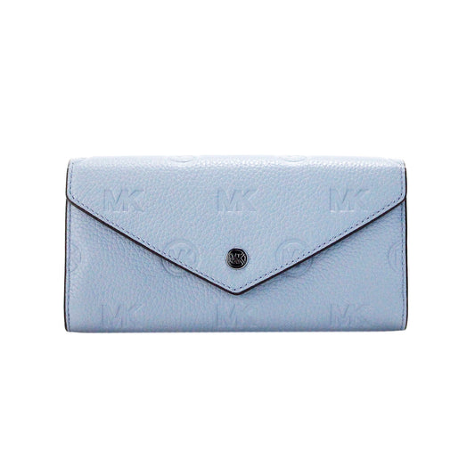 Michael Kors Jet Set Large Pale Blue Embossed Envelope Continental Clutch Wallet