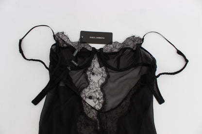 Dolce & Gabbana Black Silk Lace Babydoll Lingerie Top
