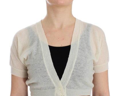 Ermanno Scervino Elegant Off-White Cropped Alpaca-Wool Blend Sweater