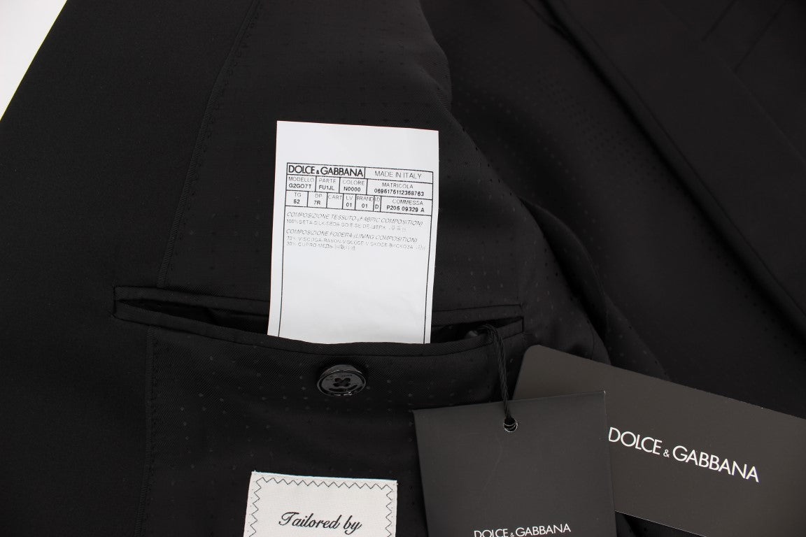Dolce & Gabbana Exclusive Black Silk One Button Blazer