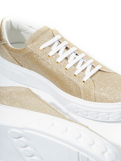 Casadei Gold Glitter 'Off Road' Sneaker