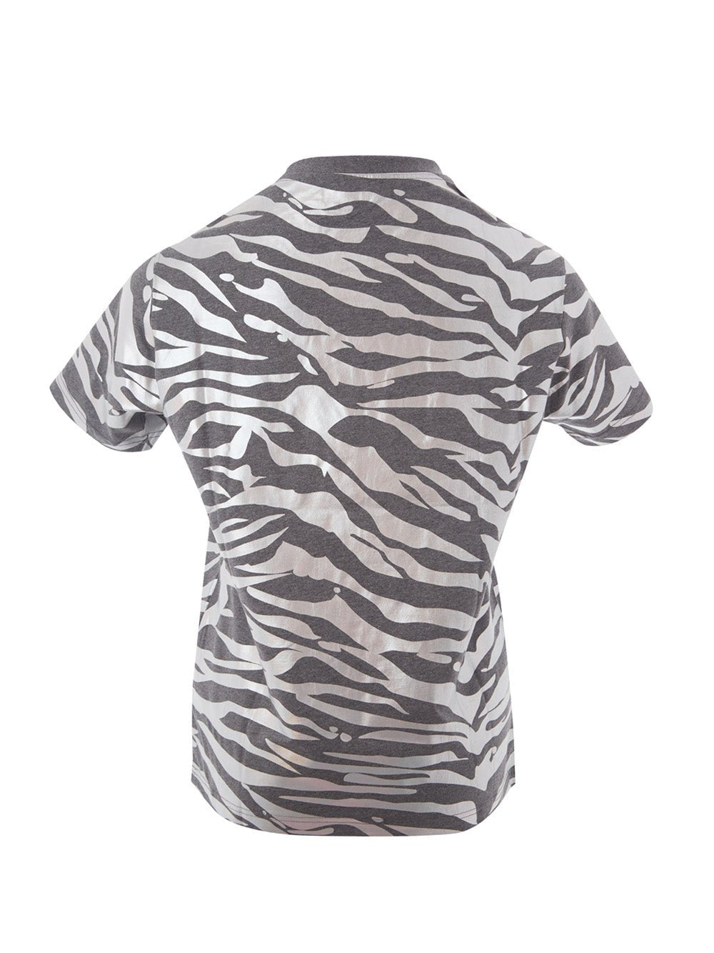 Kenzo Grey Cotton T-Shirt With Metal Animalier Print Allover