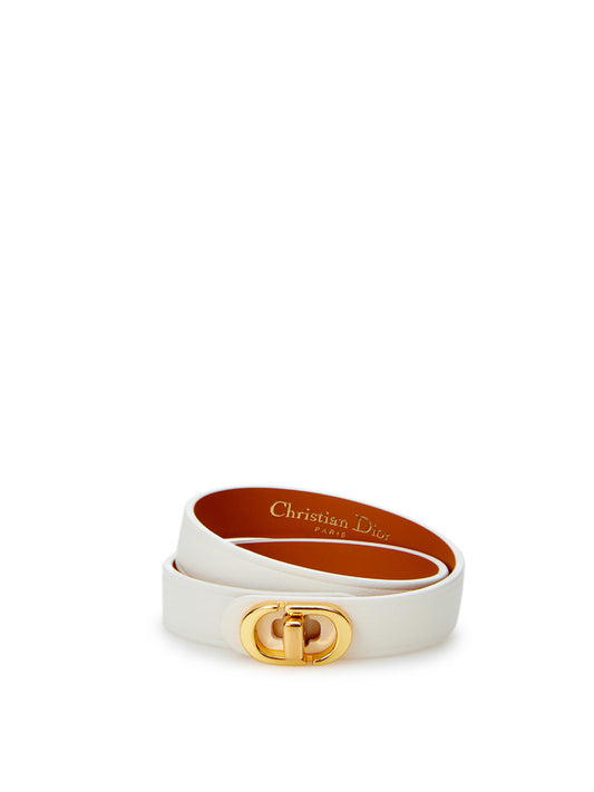 Elegant White Leather Dior Double Band Bracelet