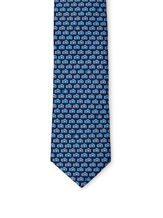 Ermenegildo Zegna Printed Blue Silk Tie - Addis Innovation Printed Blue Silk Ties & Bow Ties - Men - Accessories