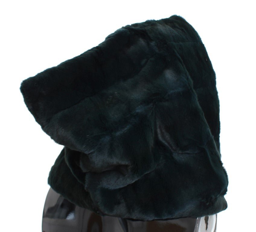Dolce & Gabbana Exclusive Green Weasel Fur Hooded Scarf