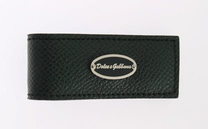 Dolce & Gabbana Elegant Green Leather Money Clip
