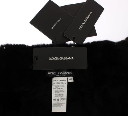 Dolce & Gabbana Elegant Floral Sequined Fur Scarf