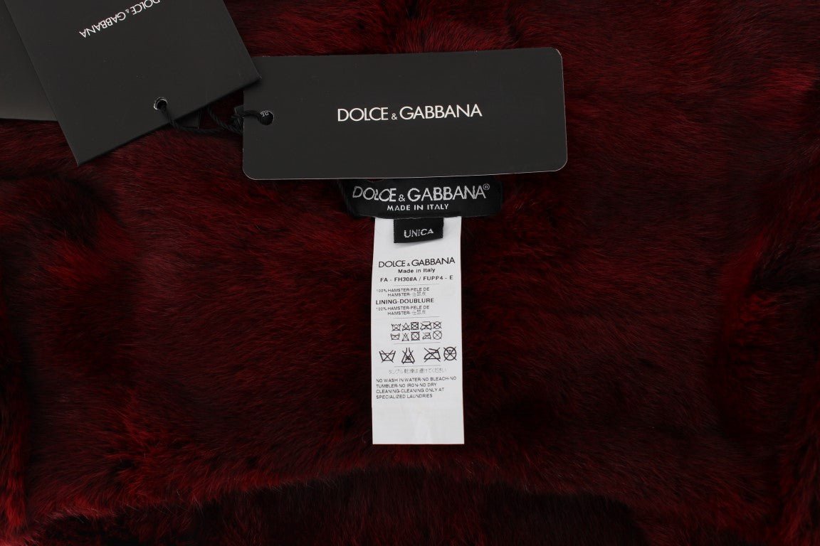 Dolce & Gabbana Bordeaux Hamster Fur Crochet Hood Scarf Hat