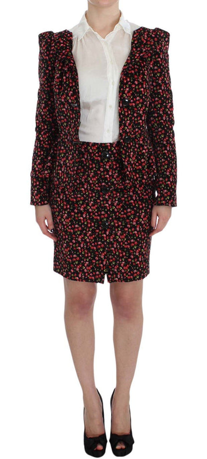 BENCIVENGA Elegant Floral Two-Piece Skirt Suit Set