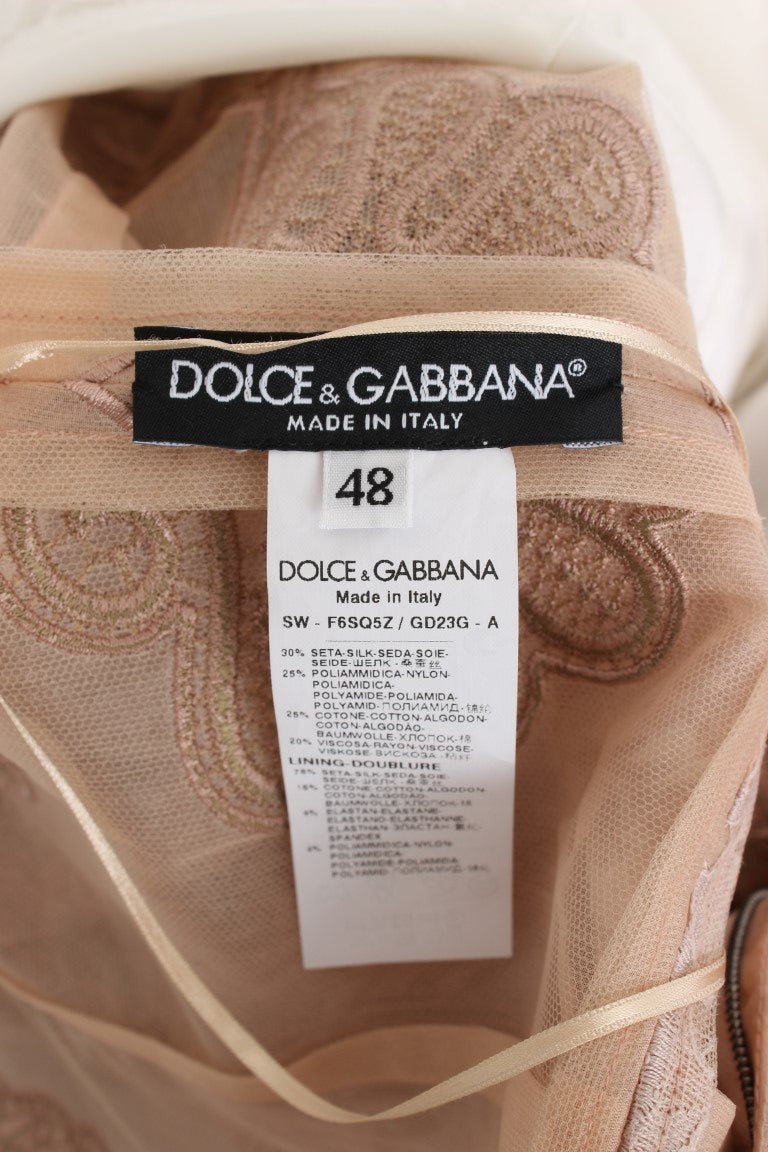 Dolce & Gabbana Elegant Pink Lace Embroidered Shift Dress