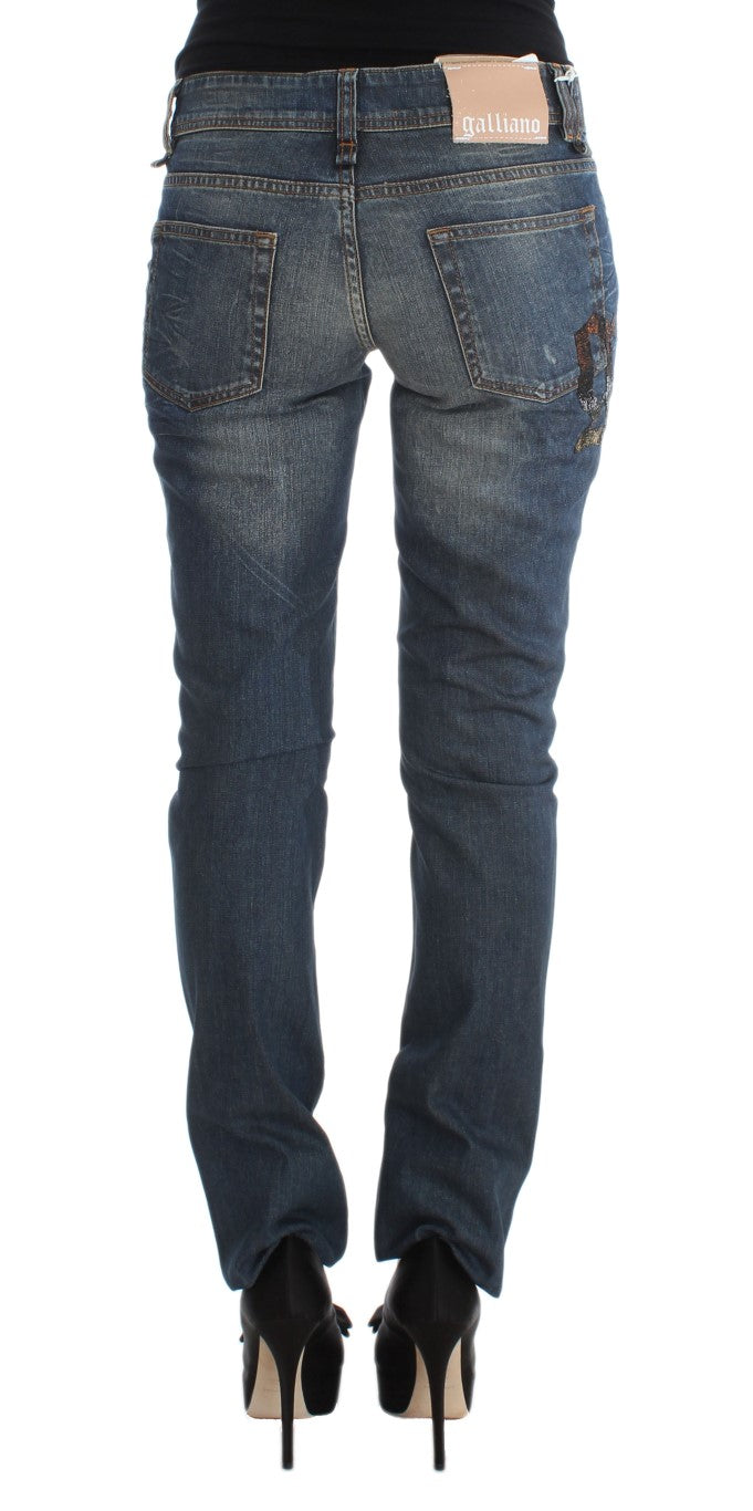 John Galliano Blue Wash Cotton Blend Slim Fit Jeans